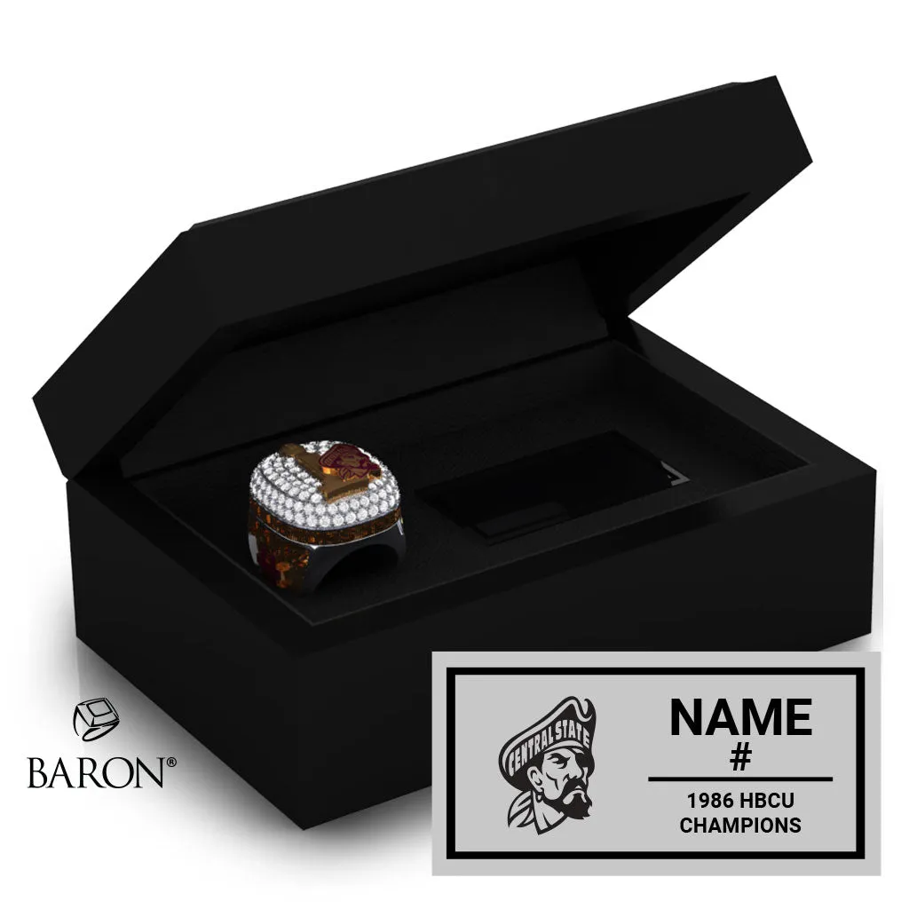Claflin University AD's Special Group 1986 Championship Black Standard Window Ring Box