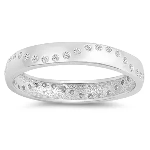 Clear CZ Eternity Wave Simple Thumb Ring New 925 Sterling Silver Band Sizes 5-10