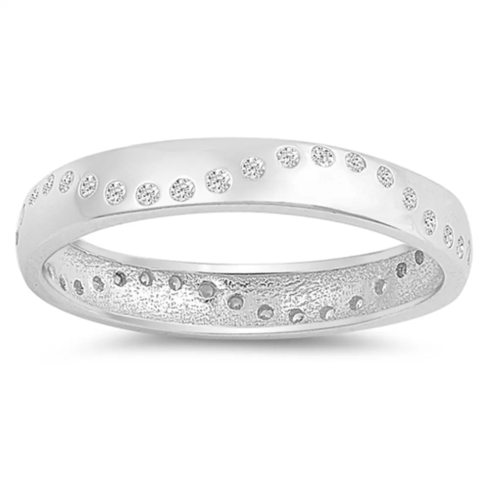 Clear CZ Eternity Wave Simple Thumb Ring New 925 Sterling Silver Band Sizes 5-10