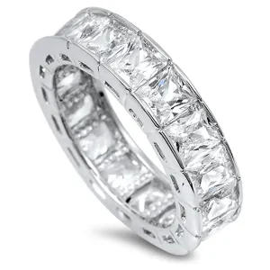 Clear CZ Simple Elegant Polished Ring New .925 Sterling Silver Band Sizes 6-10
