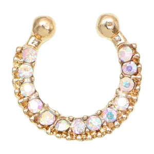 Clear Iridescent Rhinestone Septum Nose Ring