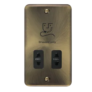 Click Deco Plus DPAB100BK 115V/230V Dual Voltage Shaver Socket - Antique Brass (Black)