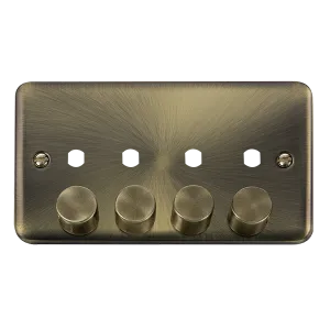 Click Deco Plus DPAB154PL 4G Unfurnished Dimmer Plate & Knobs (1600W Max) - Antique Brass
