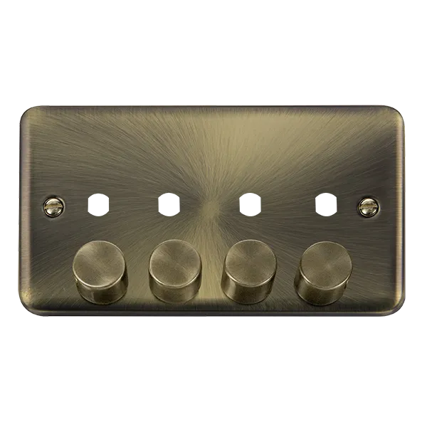 Click Deco Plus DPAB154PL 4G Unfurnished Dimmer Plate & Knobs (1600W Max) - Antique Brass