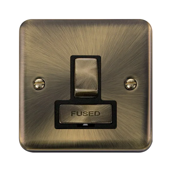 Click Deco Plus DPAB751BK 13A Ingot DP Switched Fused Spur - Antique Brass (Black)