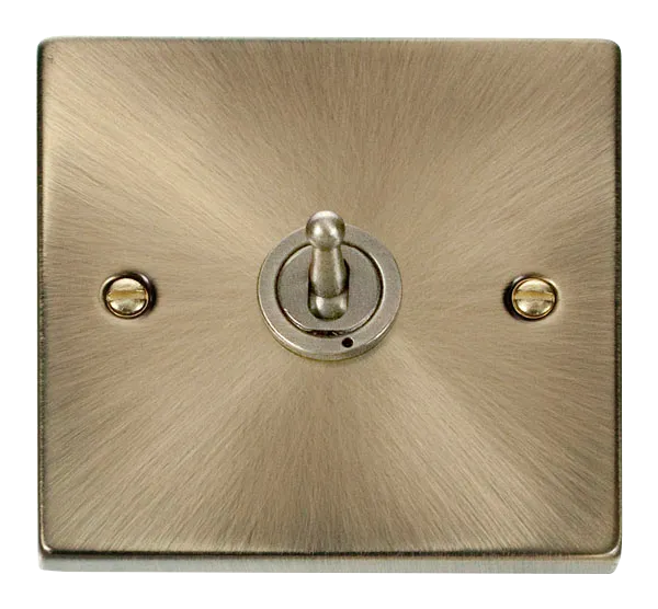 Click Deco VPAB421 Victorian 10AX 1-Gang 2-Way Toggle Plate Switch - Antique Brass