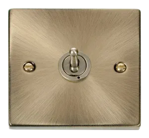 Click Deco VPAB421 Victorian 10AX 1-Gang 2-Way Toggle Plate Switch - Antique Brass