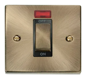 Click Deco VPAB501BK Victorian 45A Ingot 1G Double Pole Switch   Neon - Antique Brass (Black)