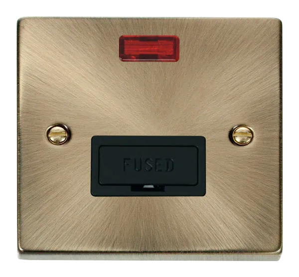 Click Deco VPAB653BK Victorian 13A Fused Spur   Neon - Antique Brass (Black)