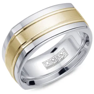 Crown Ring 14k Yellow Gold and White Cobalt Wedding Band