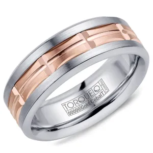 Crown Ring Rose Gold Inlay and White Cobalt Wedding Band