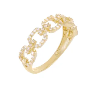 CZ Pavé Box Link Ring 14K