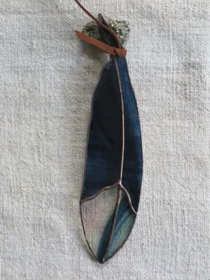 deep indigo classic glass feather - Colin Adrian Glass