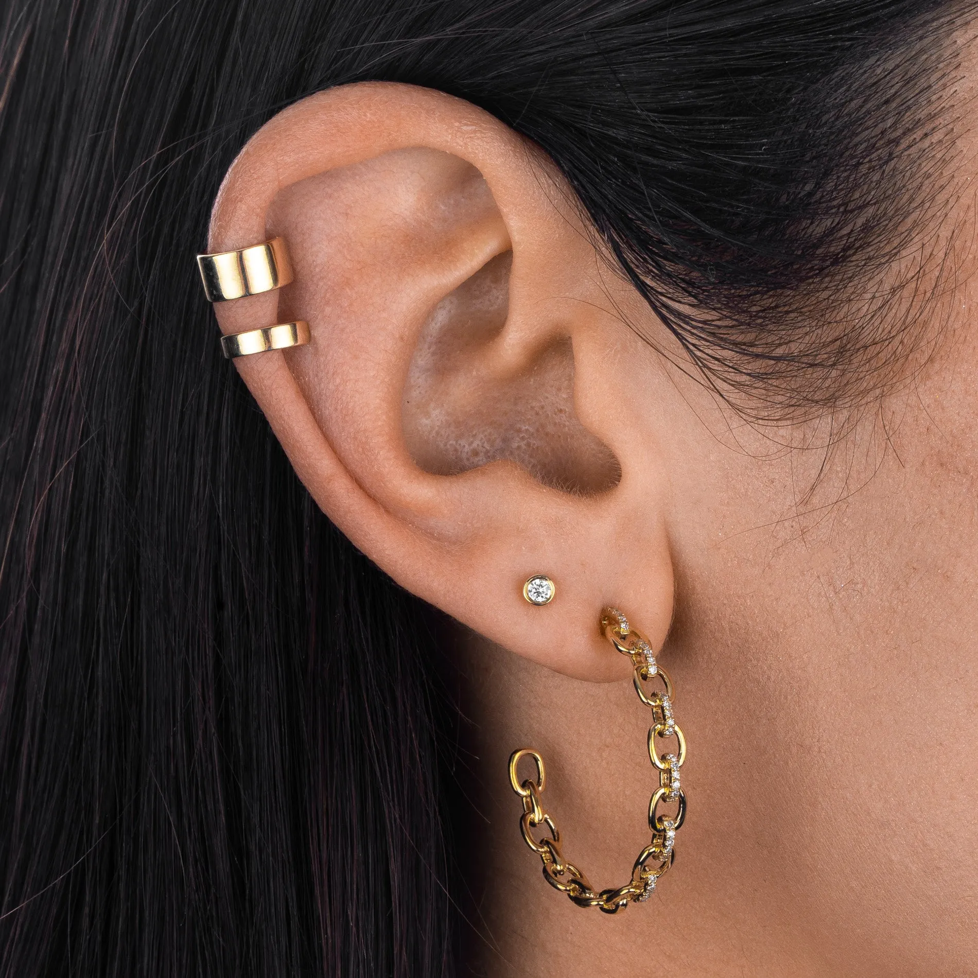 Diamond Mini Bezel Stud Earring 14K