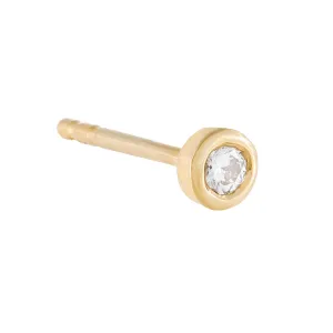 Diamond Mini Bezel Stud Earring 14K