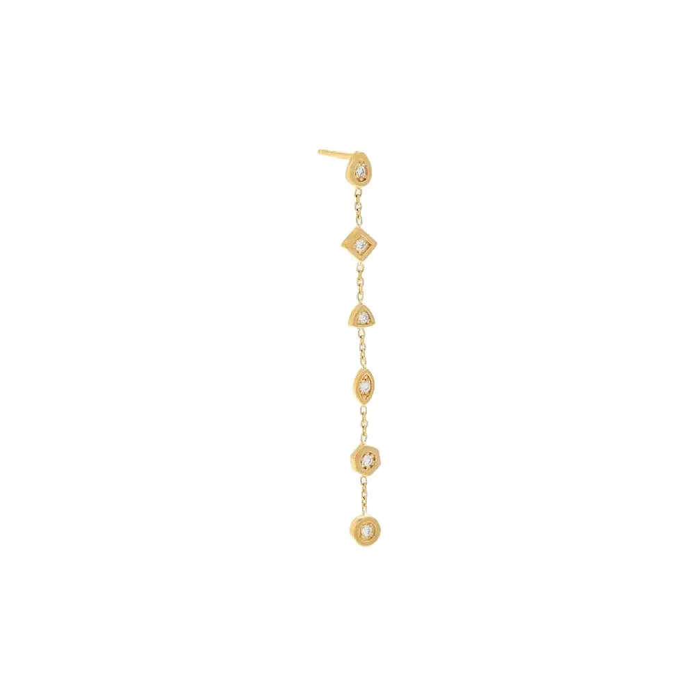 Diamond Multishape Drop Down Stud Earring 14K