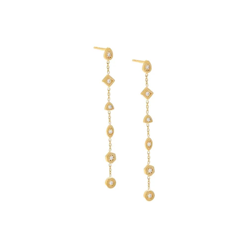Diamond Multishape Drop Down Stud Earring 14K