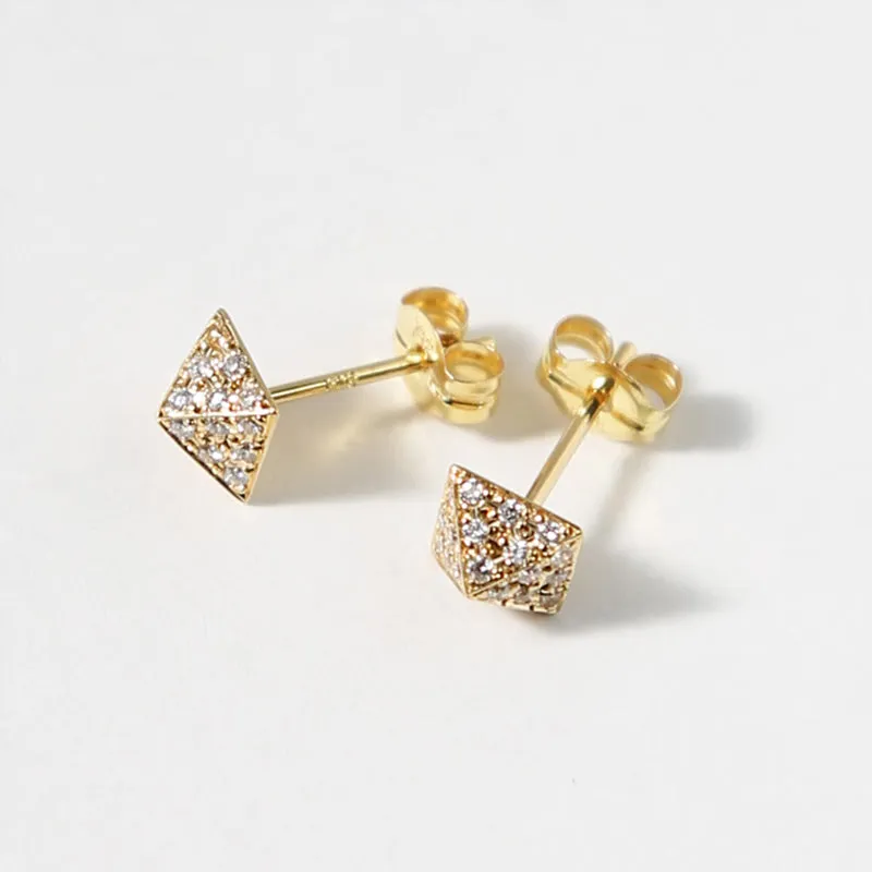 Diamond Rivet Style Pyramid Shape Stud Earrings