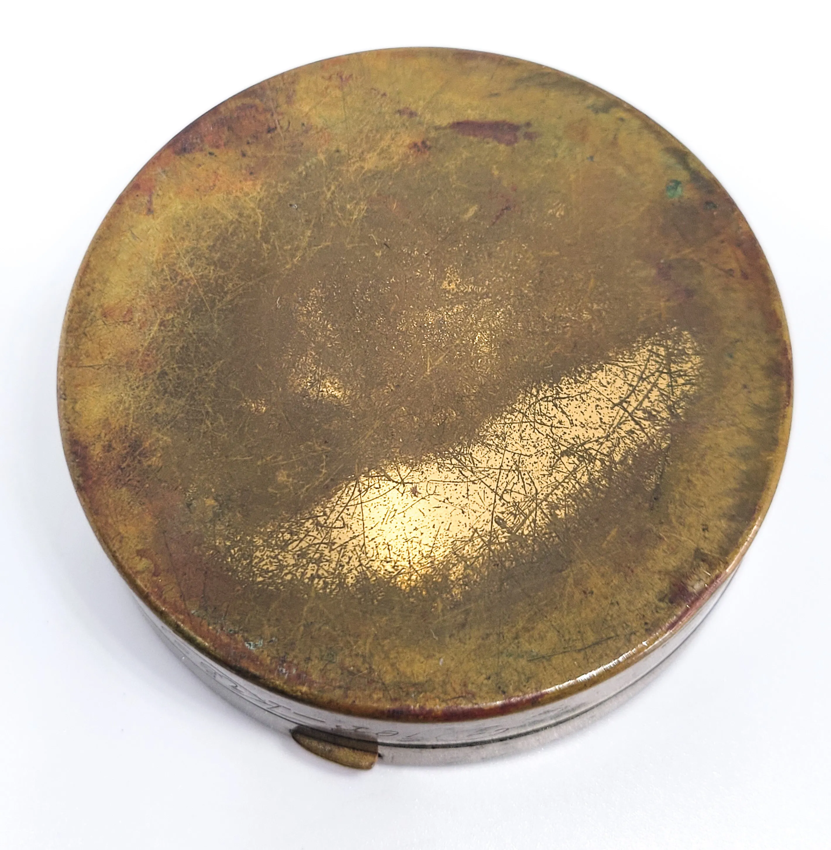 Dier - Kiss Art Deco brass & green enamel folding double mirror vintage compact