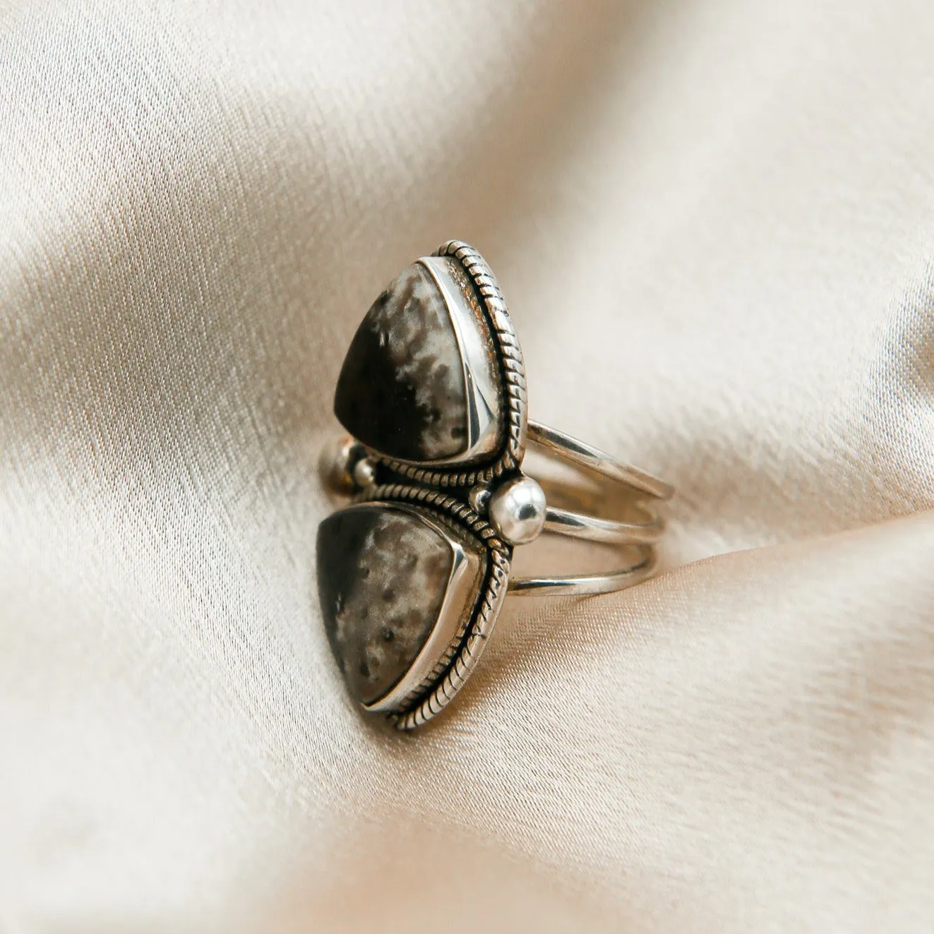 Double Stone Dinosaur Agate Ring  | Sz 7.75