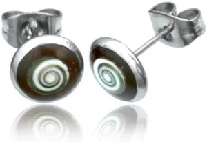 Earth Accessories Organic Shell and Coconut Stud Earrings for Women/Earring set with Abalone, Shiva Eye, and Turquoise/Ear Rings with Surgical Steel