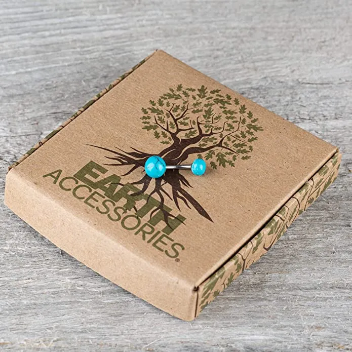 Earth Accessories Turquoise or Green Malachite Belly Button Ring Piercing for Women - Navel Belly Button Rings with Surgical Steel