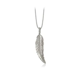 Elegant Cz Diamond Feather Bohemian Necklace