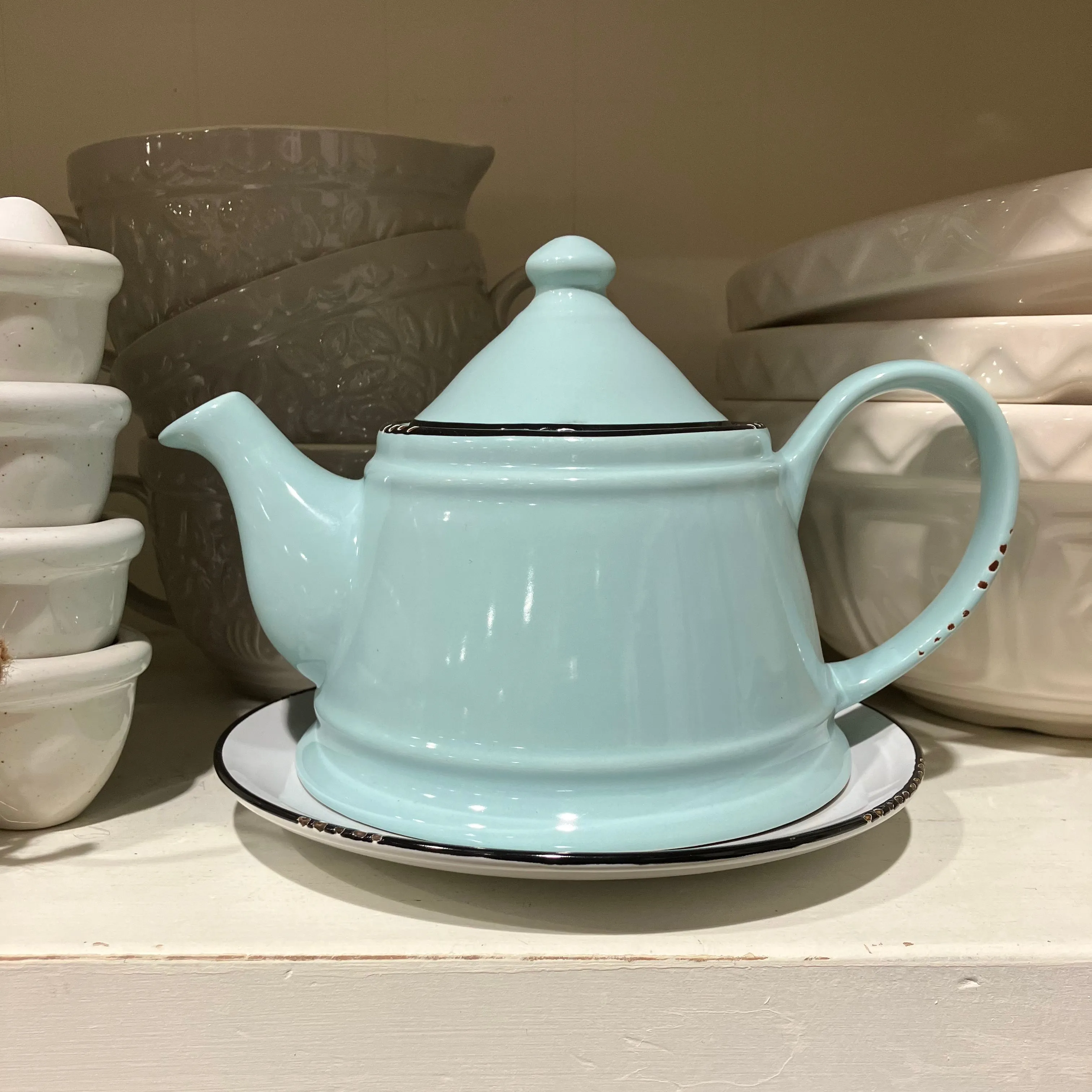 Enamel Look Teapot - Mint