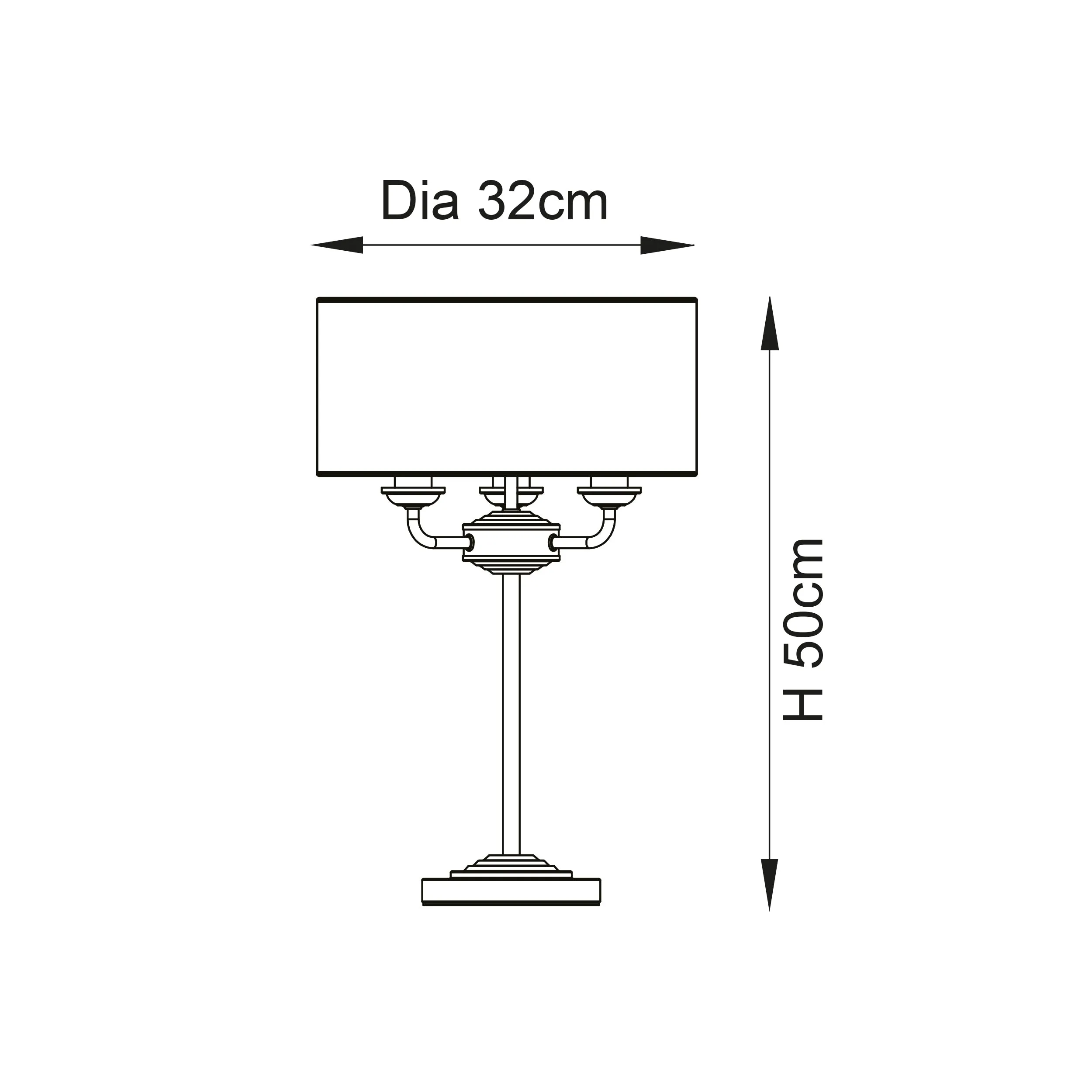 Endon 98932 Highclere 3lt Table Antique brass plate & vintage white fabric 3 x 18W E14 Eco golf (Required)