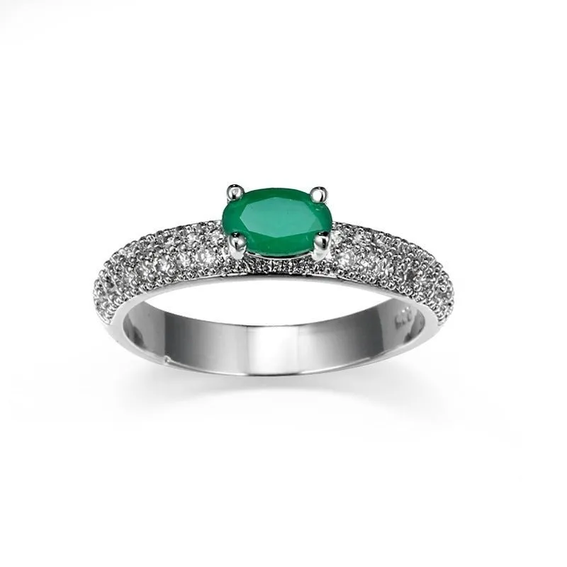 Engagement Green Zircon Ring For Women Silver Wedding Jewelry