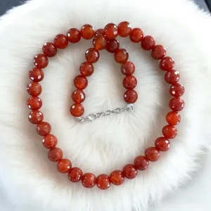 Faceted 15 mm Red Onyx beaded Necklace
