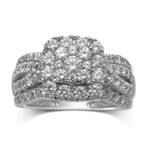 Facets of Love Square Shaped Fancy Split Soulder Ring with 1.50ct of Diamonds in 18ct White Gold