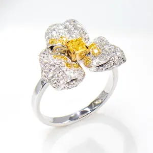Fancy Yellow Diamond Flower Statement Ring