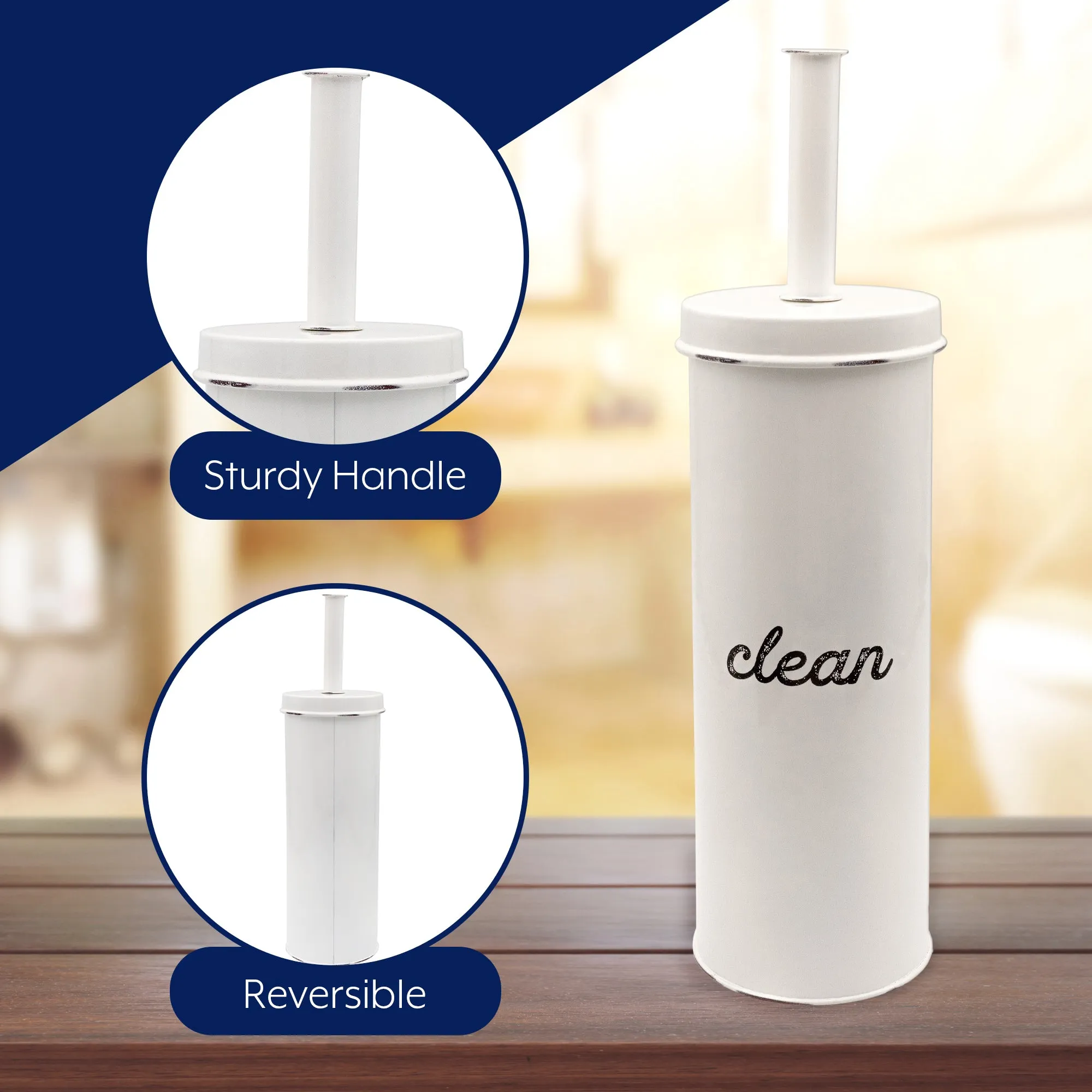Farmhouse Toilet Brush Holder (White, Case of 16)