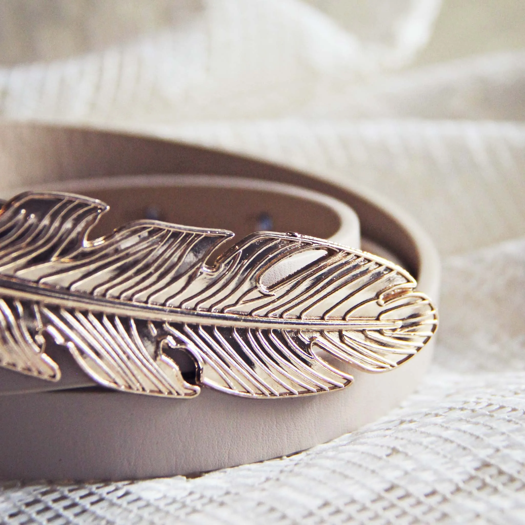 Feather Tale Belt in Sand
