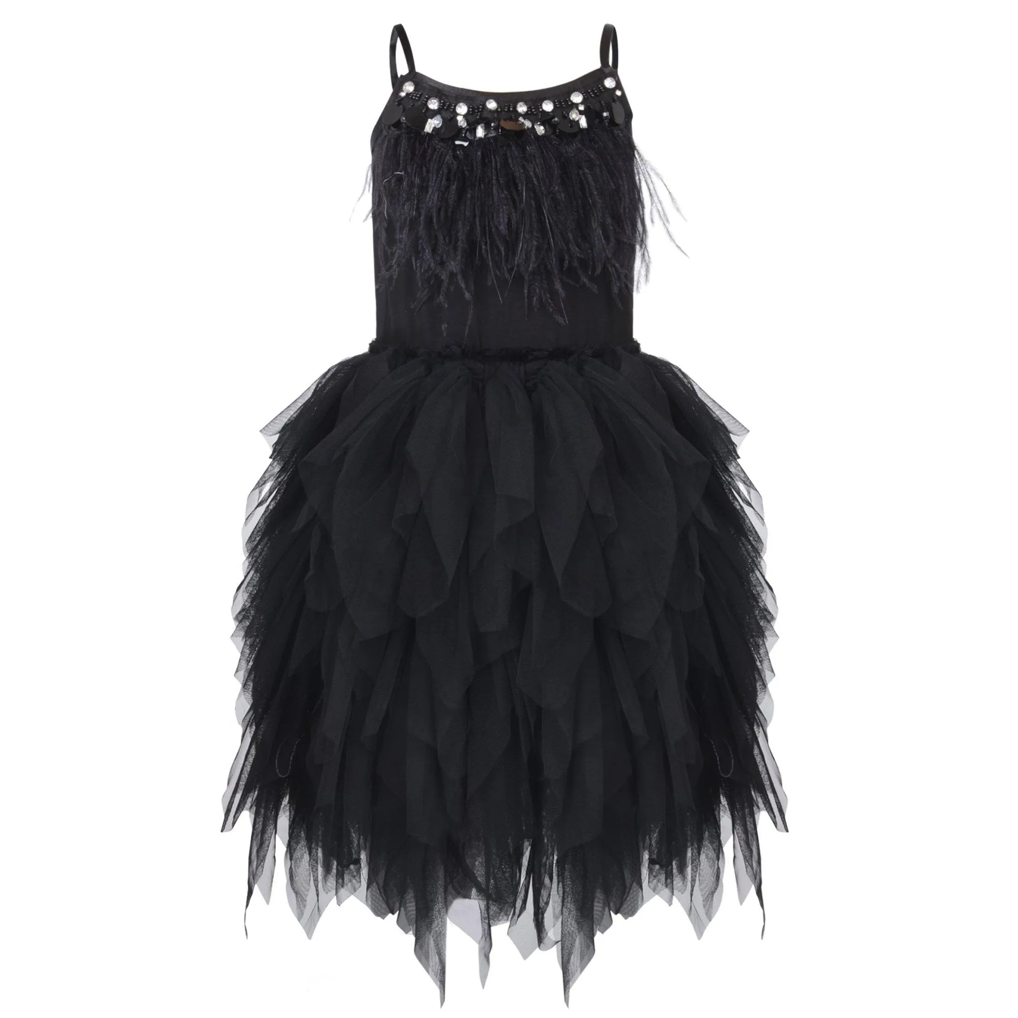 Feathers and Frills Dress - Midnight - SALE