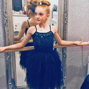 Feathers and Frills Dress - Midnight - SALE
