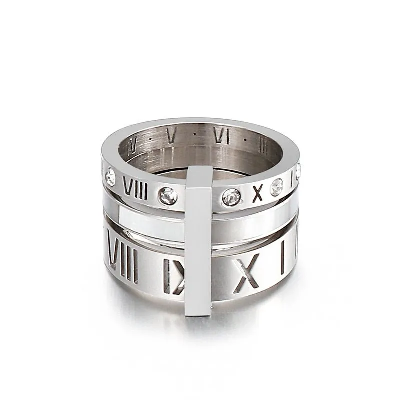 Flash Sale - Three Layers Roman Numerals Diamond Ring Set