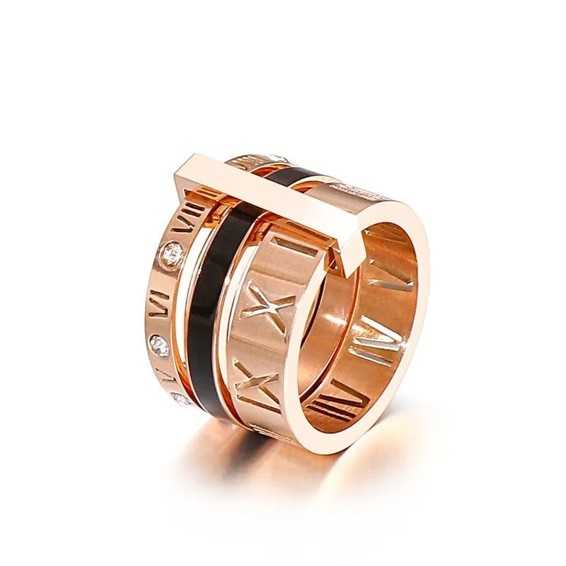 Flash Sale - Three Layers Roman Numerals Diamond Ring Set