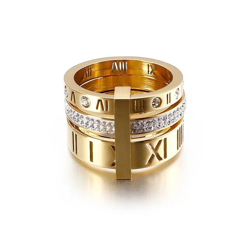 Flash Sale - Three Layers Roman Numerals Diamond Ring Set