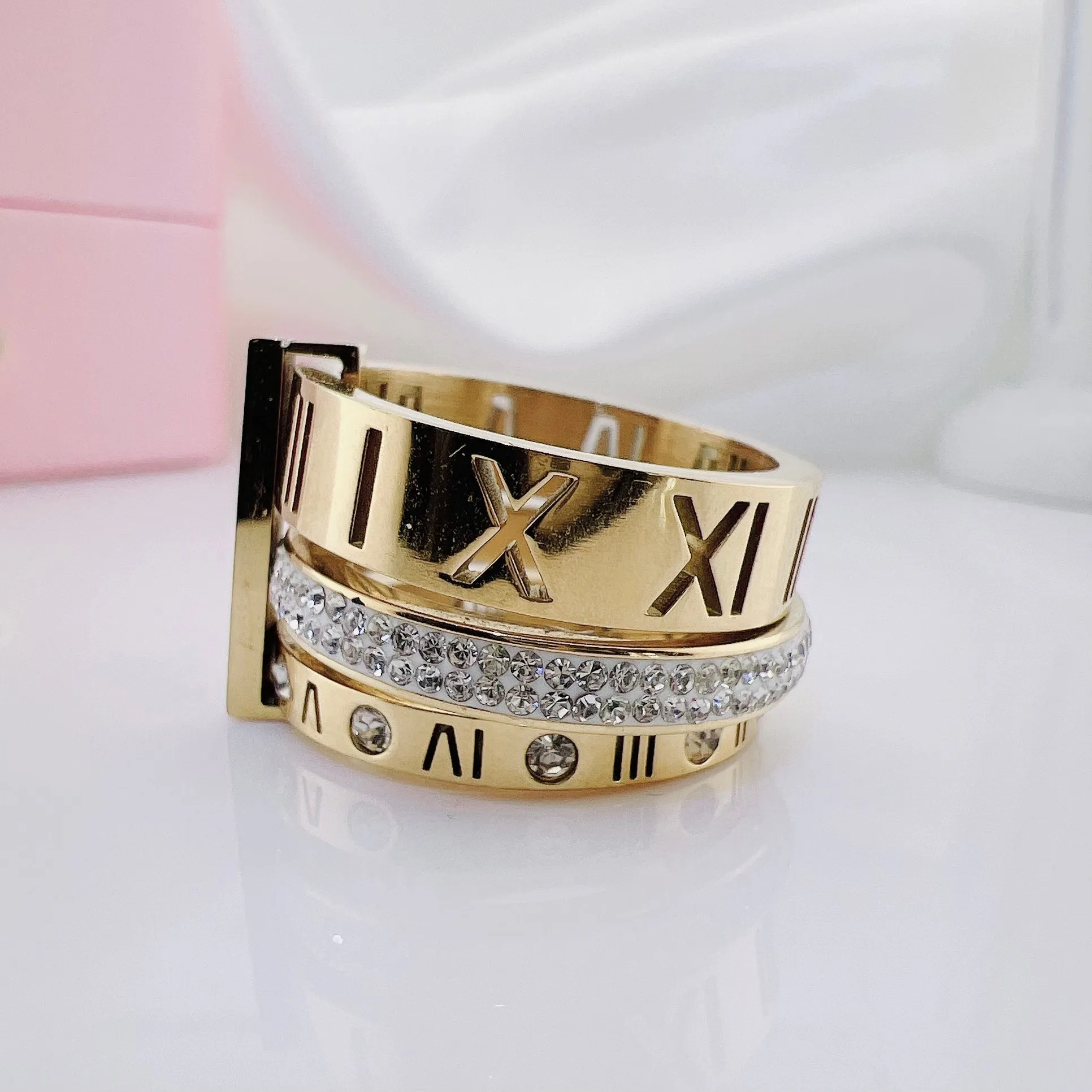 Flash Sale - Three Layers Roman Numerals Diamond Ring Set