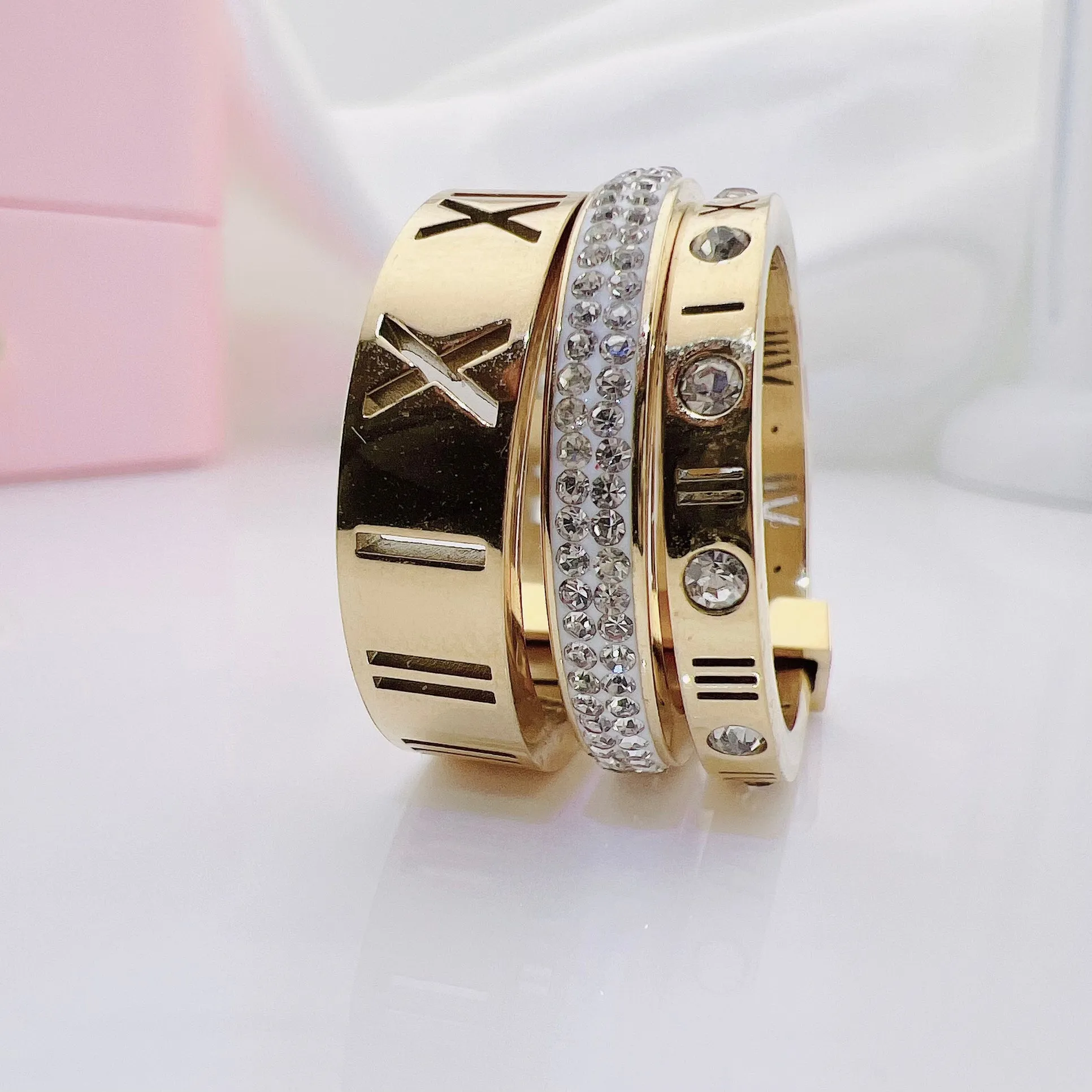 Flash Sale - Three Layers Roman Numerals Diamond Ring Set