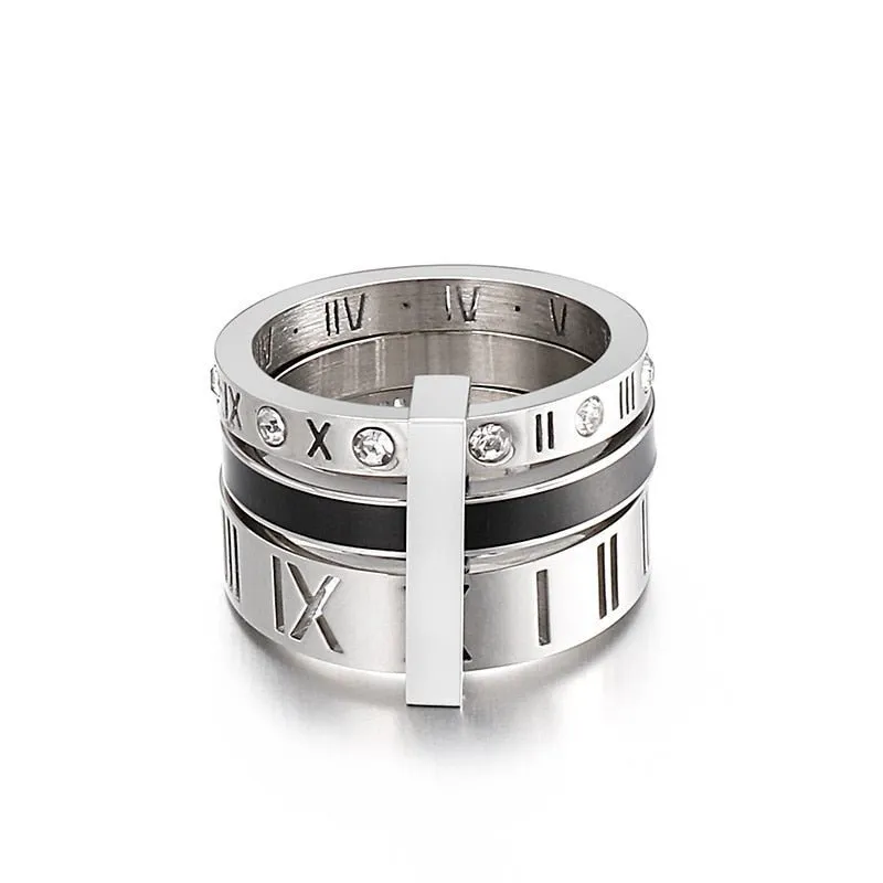 Flash Sale - Three Layers Roman Numerals Diamond Ring Set
