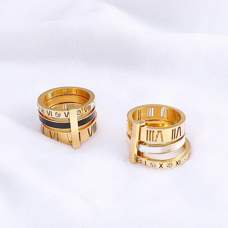 Flash Sale - Three Layers Roman Numerals Diamond Ring Set