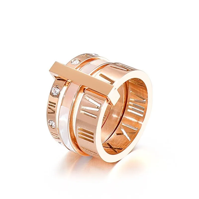 Flash Sale - Three Layers Roman Numerals Diamond Ring Set