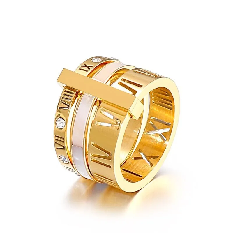 Flash Sale - Three Layers Roman Numerals Diamond Ring Set