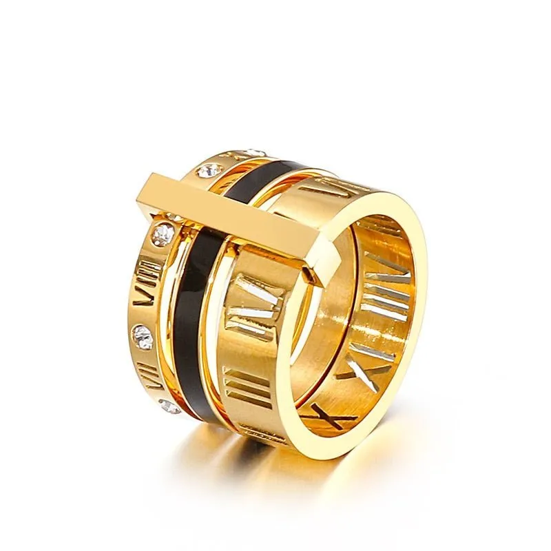 Flash Sale - Three Layers Roman Numerals Diamond Ring Set