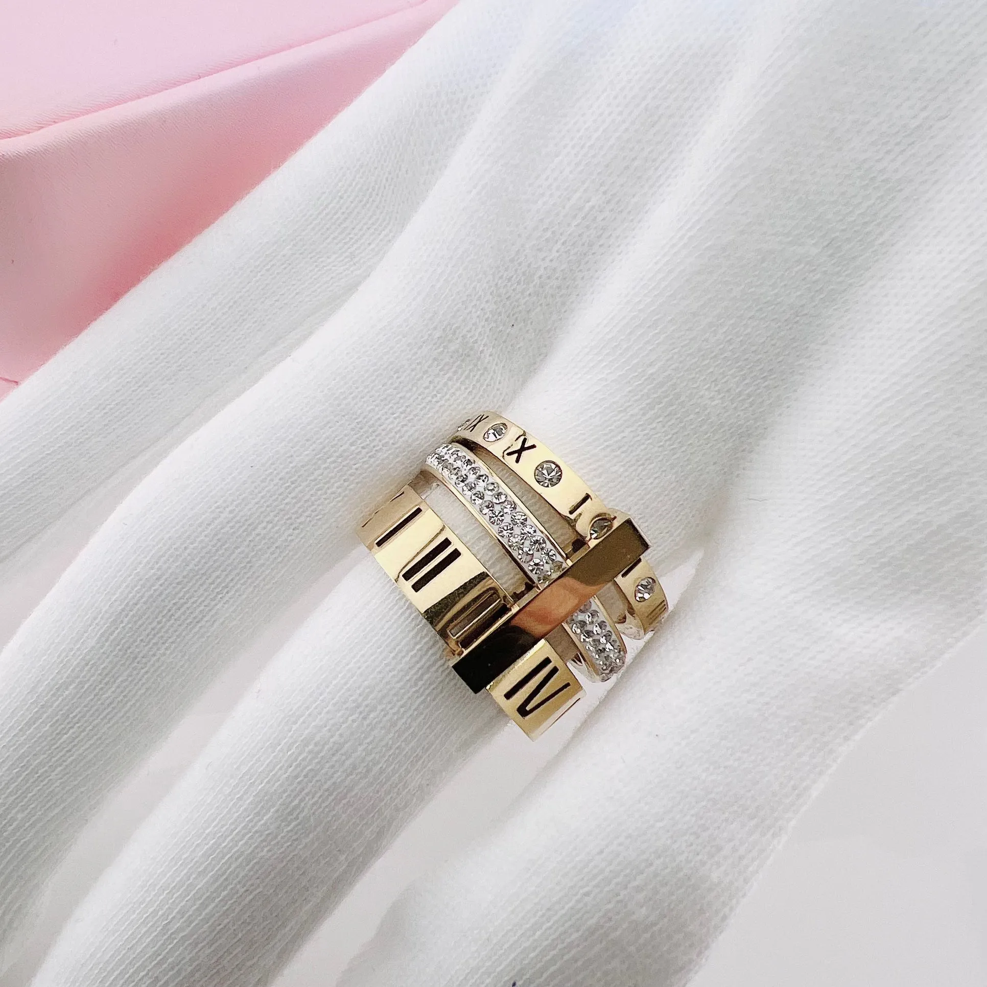 Flash Sale - Three Layers Roman Numerals Diamond Ring Set