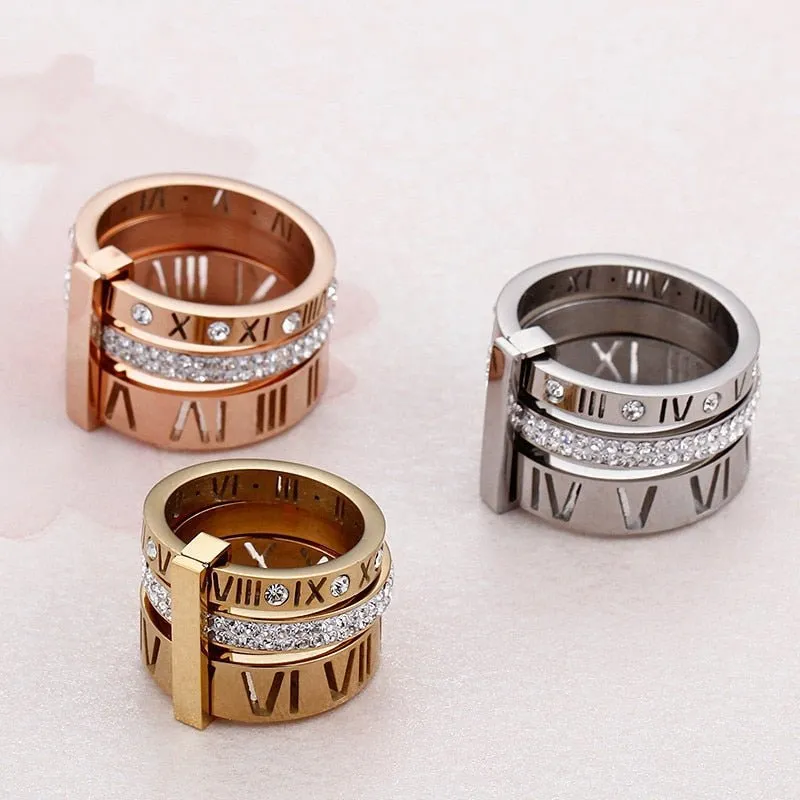 Flash Sale - Three Layers Roman Numerals Diamond Ring Set