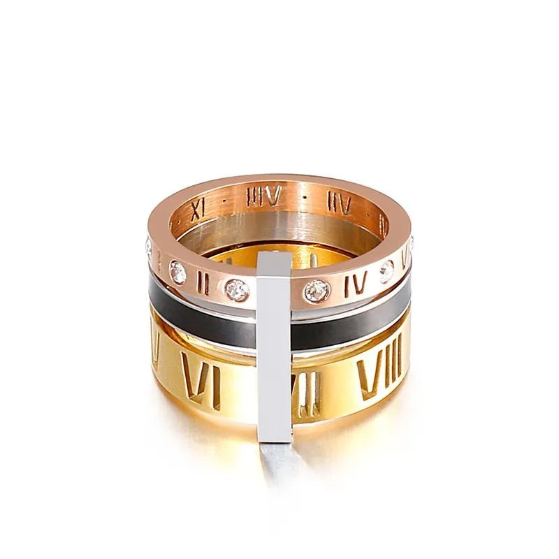 Flash Sale - Three Layers Roman Numerals Diamond Ring Set